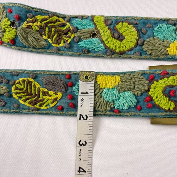 Boho Floral Embroidered Canvas Belt Size S/M - Picture 5 of 9